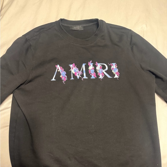 AMIRI Black Sweatshirt with Vibrant Floral Design - Picture 2 of 4